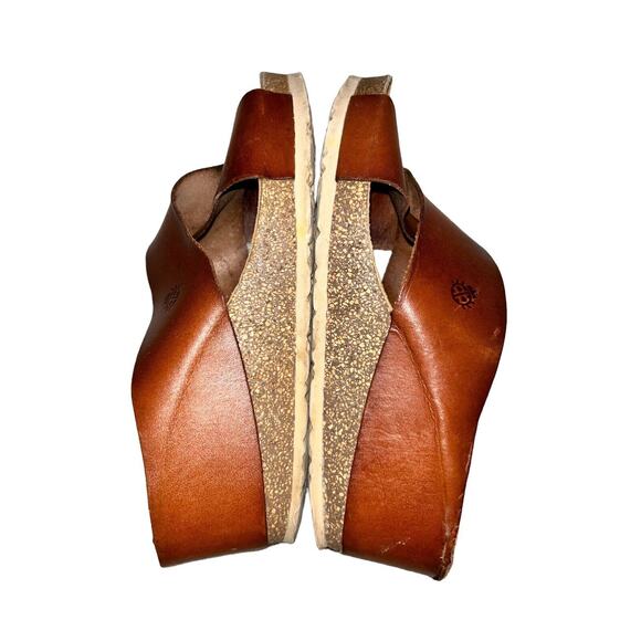 Yokono Womens Brown Leather Cross Strap Wedge Sandals Shoes‎ SZ 9 Made in Spain - Picture 8 of 11